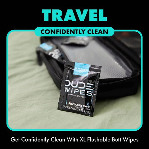Dude Wipes Mint Chill On-The-Go Flushable Individually Wrapped Wet Wipes - Travel Size - 30ct: Aloe, Vitamin E, Dye-Free, Eucalyptus Scented