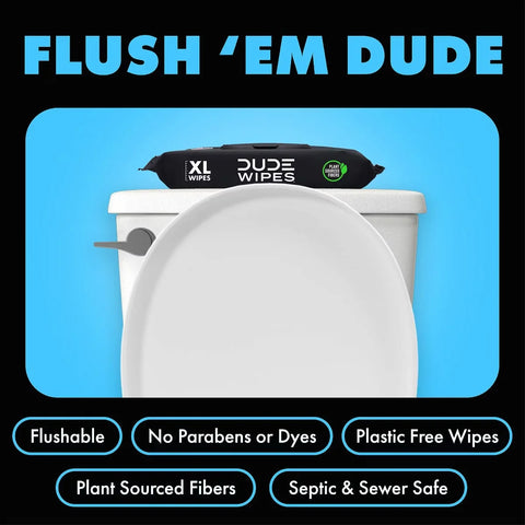Dude Wipes Fragrance Free Flushable Extra-Large for Sensitive Skin Personal Wipes - 144ct