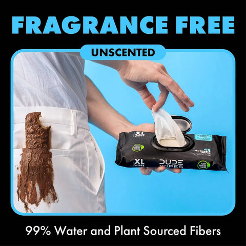 Dude Wipes Fragrance Free Flushable Extra-Large for Sensitive Skin Personal Wet Wipes - 288ct