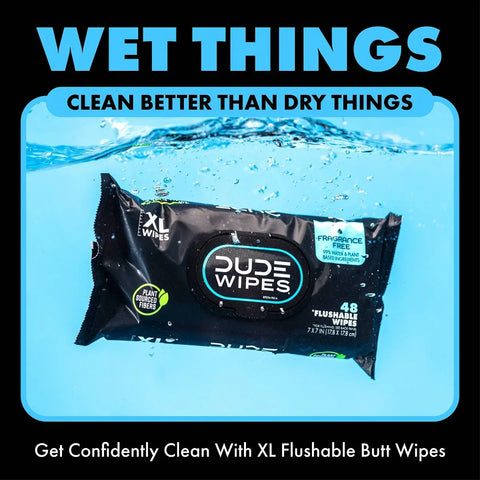 Dude Wipes Fragrance Free Flushable Extra-Large for Sensitive Skin Personal Wet Wipes - 288ct