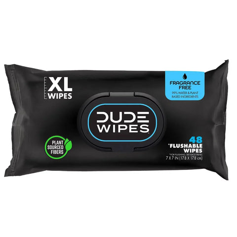 Dude Wipes Fragrance Free Flushable Extra-Large for Sensitive Skin Personal Wipes - 144ct